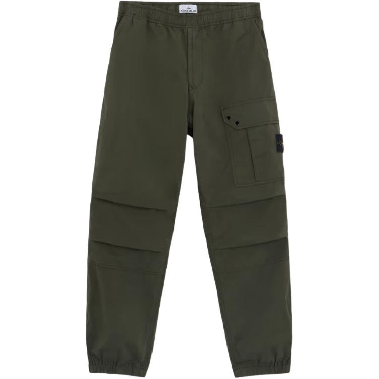 STONE ISLAND Olive Green Straight-Leg Casual Pants for Men. 811532910-V0059