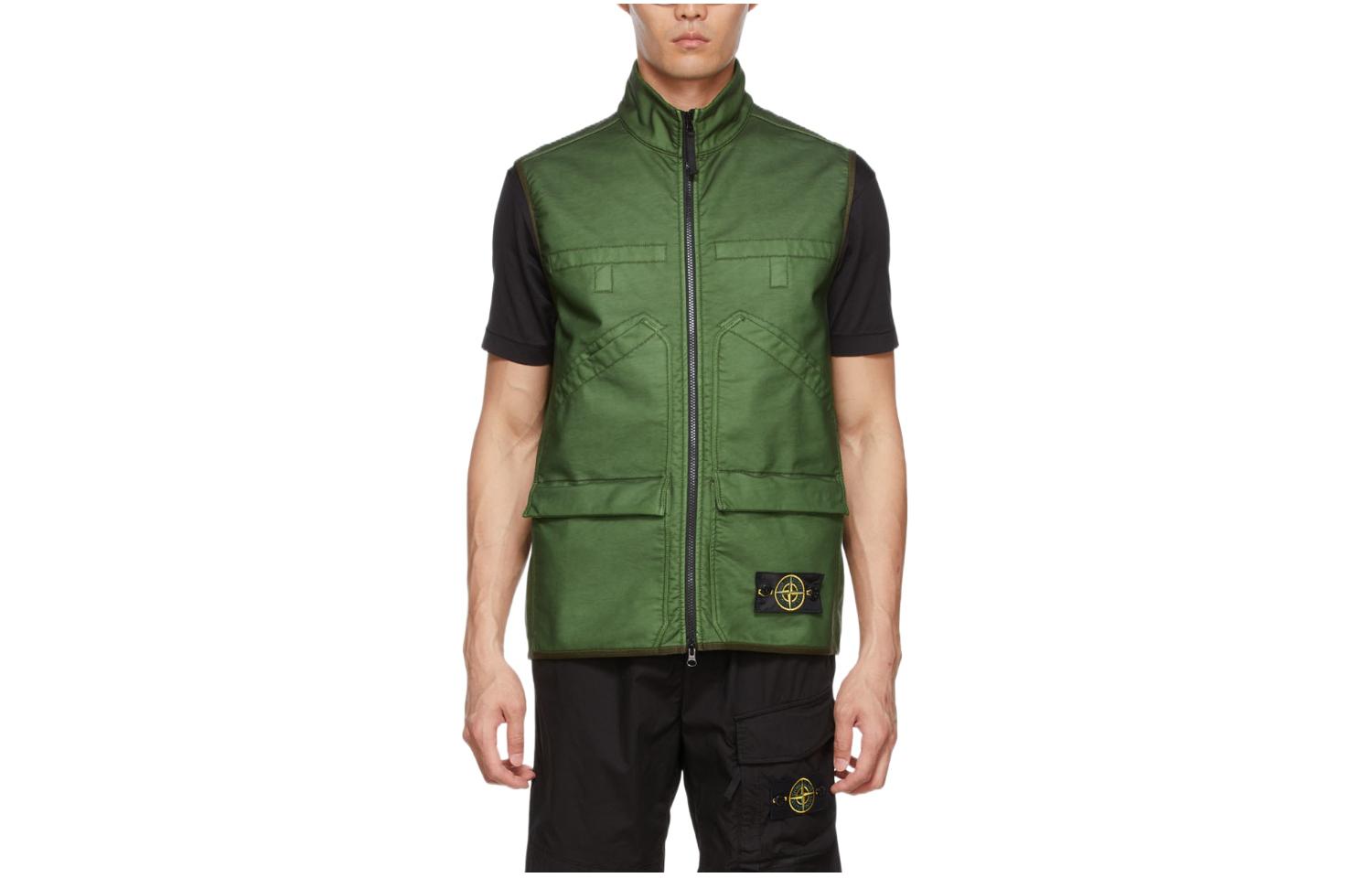 Stone Island Olive Zip-Up Slim-Fit Jacket with Logo 7615G0729-V0058