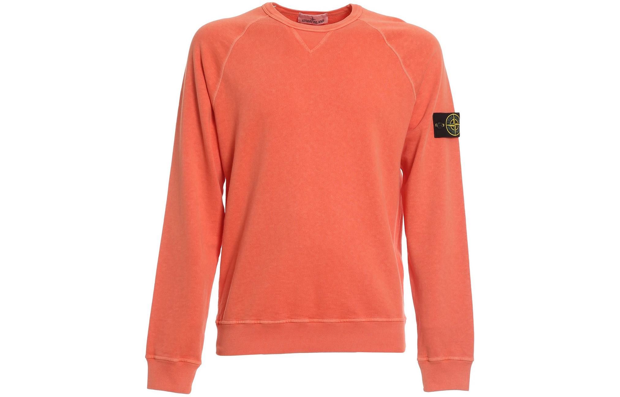 Stone Island Orange Crewneck Raglan Sweatshirt with Logo 761566360-V0132