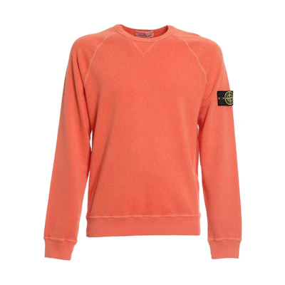 Stone Island Orange Crewneck Raglan Sweatshirt with Logo 761566360-V0132