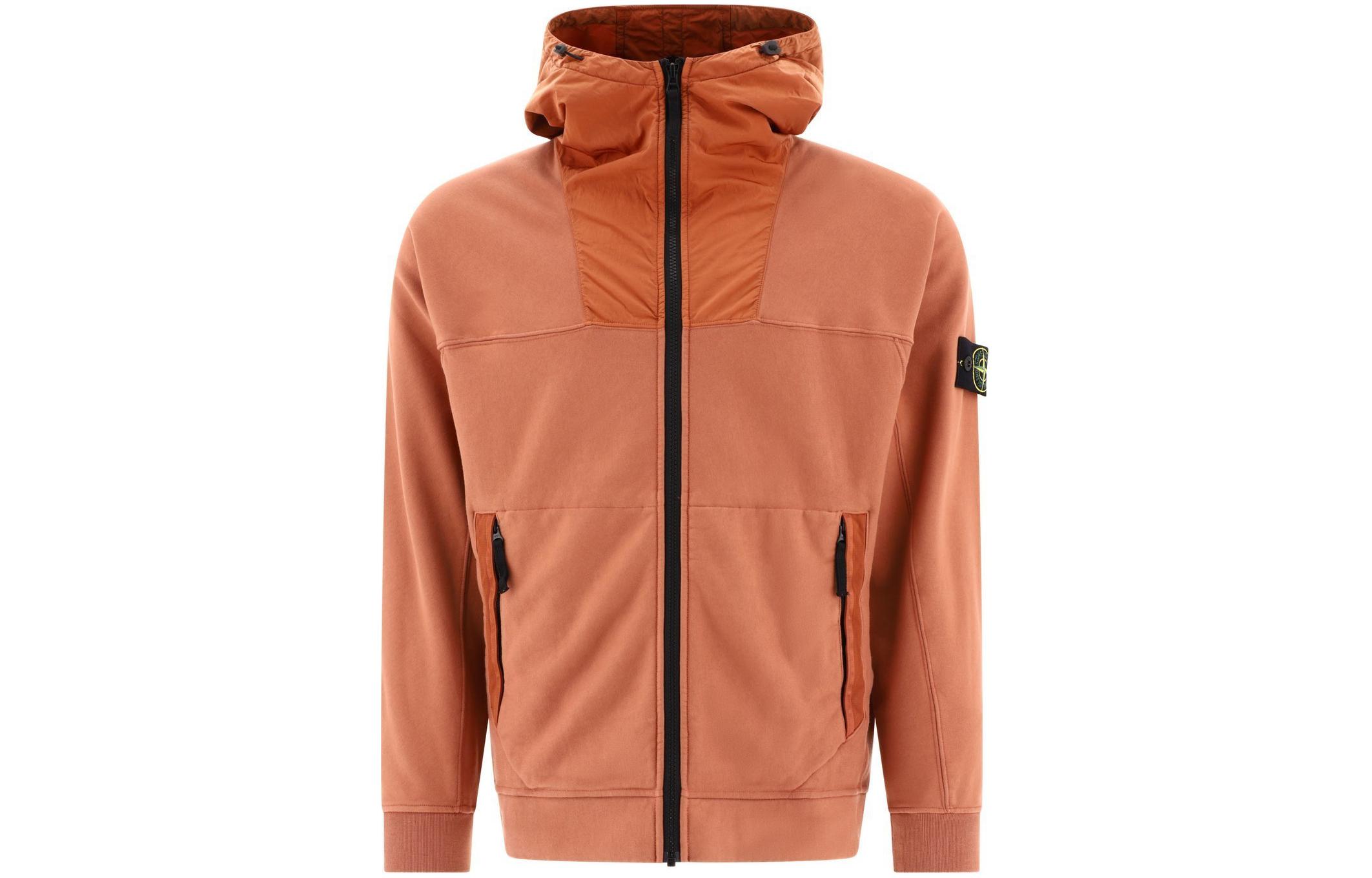 Stone Island Orange Hoodie Zip-Up Jacket Long Sleeve 801560354-V0013