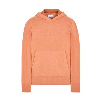 Stone Island Orange Logo Print Hoodie for Men with Solid Color Design 8015513D2-V0013
