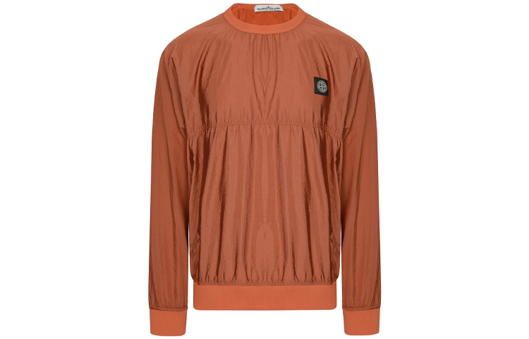 Stone Island Orange Loose Fit Crewneck Sweatshirt with Logo Patch 721566636-V0037