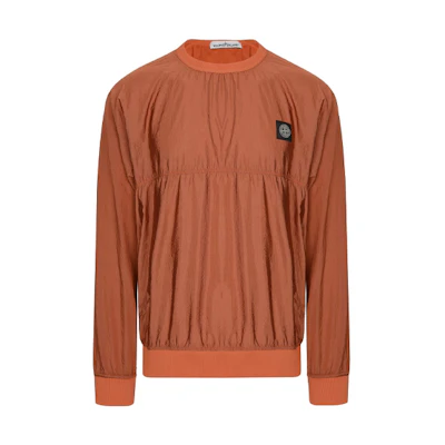 Stone Island Orange Loose Fit Crewneck Sweatshirt with Logo Patch 721566636-V0037