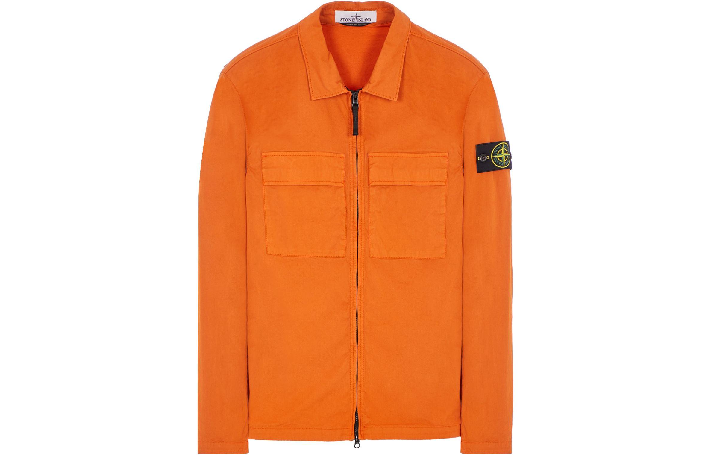 Stone Island Orange Zip-Up Collared Jacket Long Sleeve 781510210-V0073
