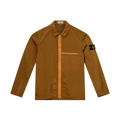 Stone Island Orange Zip-Up Collared Long-Sleeve Jacket 781510919-V0032