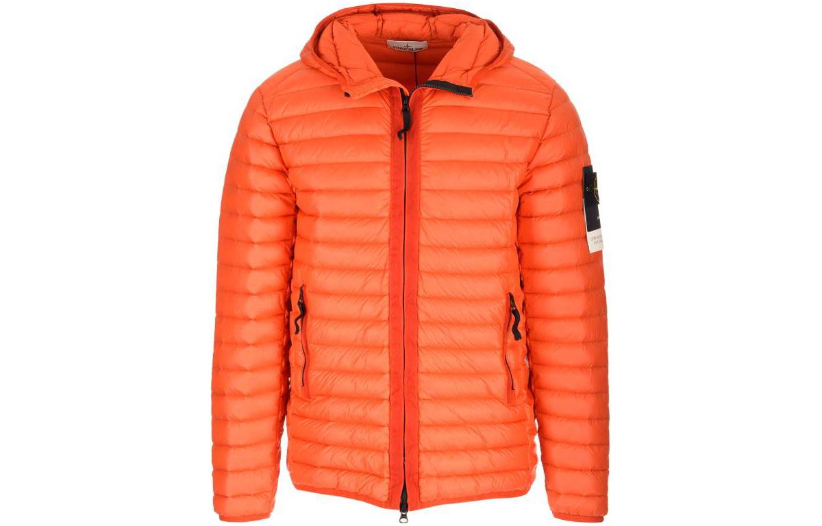 Stone Island Orange Zip-Up Hoodie Jacket with Pockets 791540324-V0037