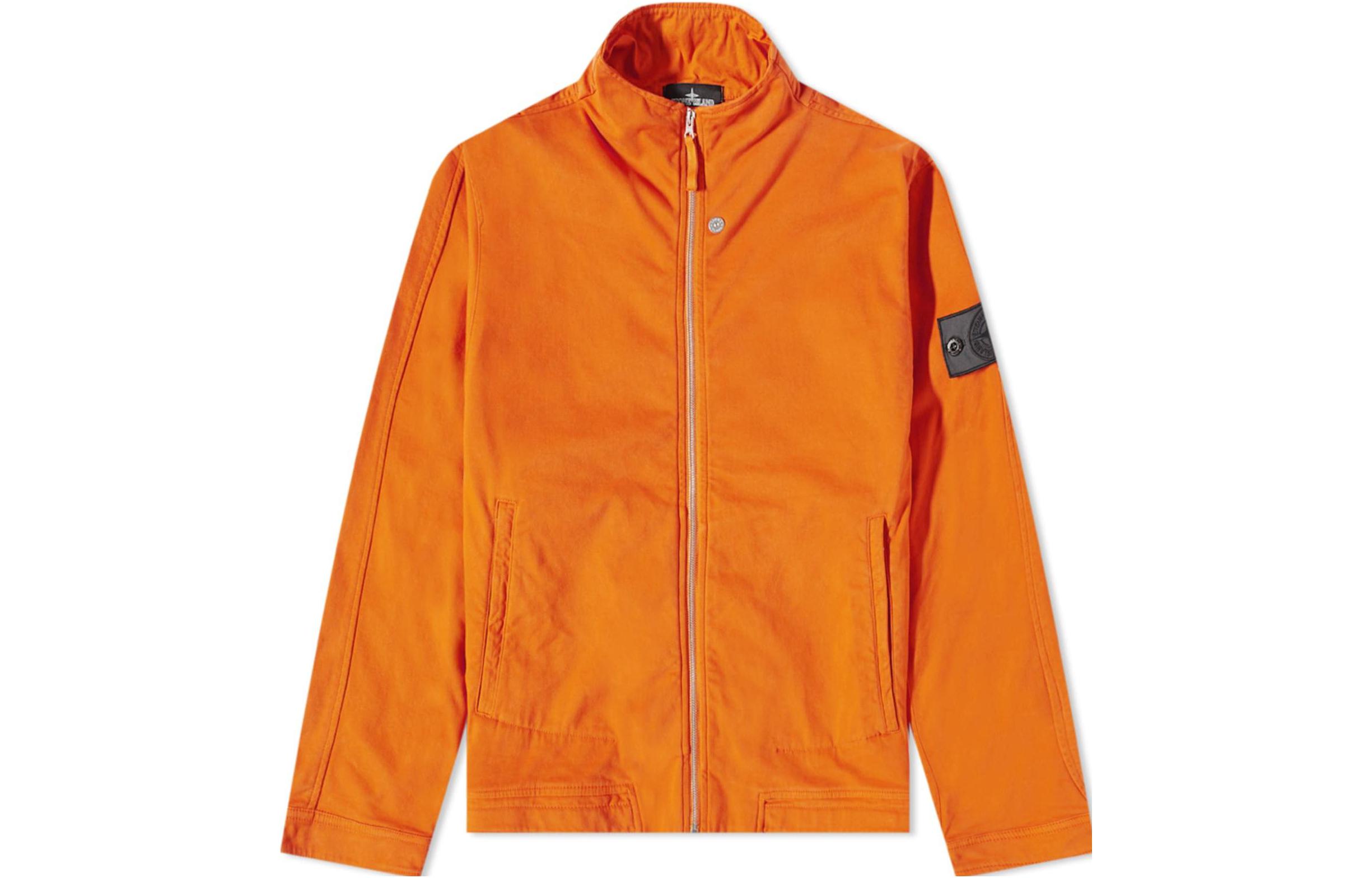 Stone Island Orange Zip-Up Jacket with Stand Collar 771910129-V2032