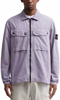 Shop Stone Island Organic Cotton Washed Overshirt Jacket with Dual Pockets - 7915102WN-V0147