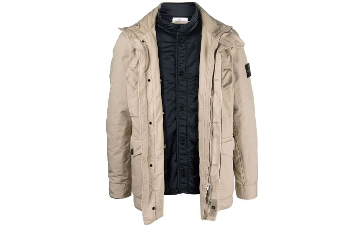 Stone Island Patch Layered Solid Jacket Men’s Light Khaki 751541849-V0091