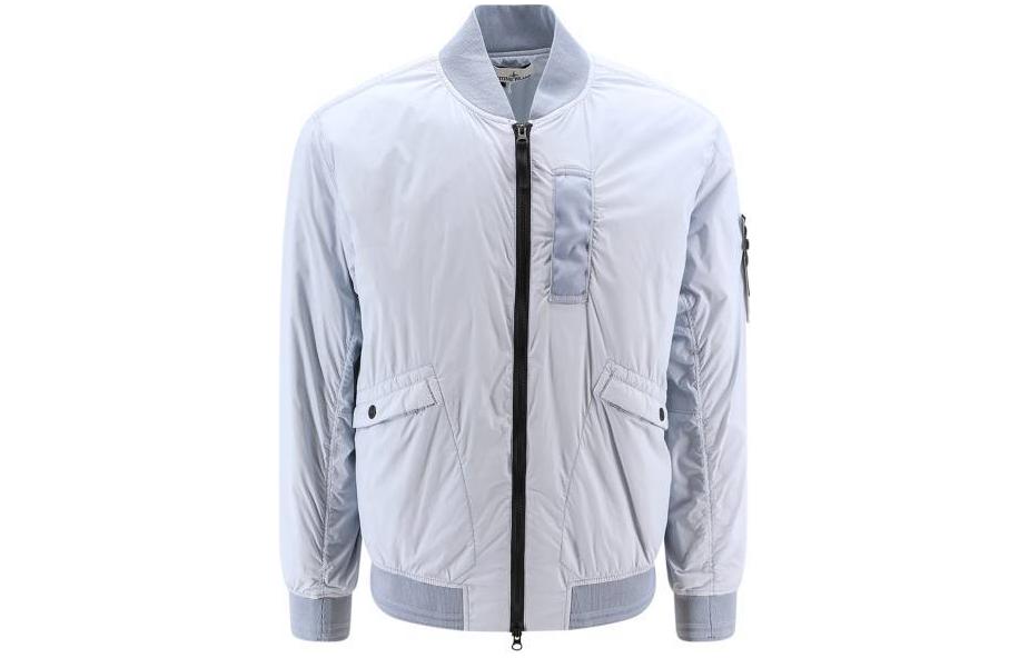 Stone Island Patch Logo Frost Blue Baseball Collar Jacket for Men 801540525-V0041