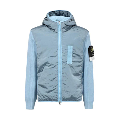 Stone Island Patch Logo Hooded Zip Jacket Men’s Light Blue 791544134-V0041