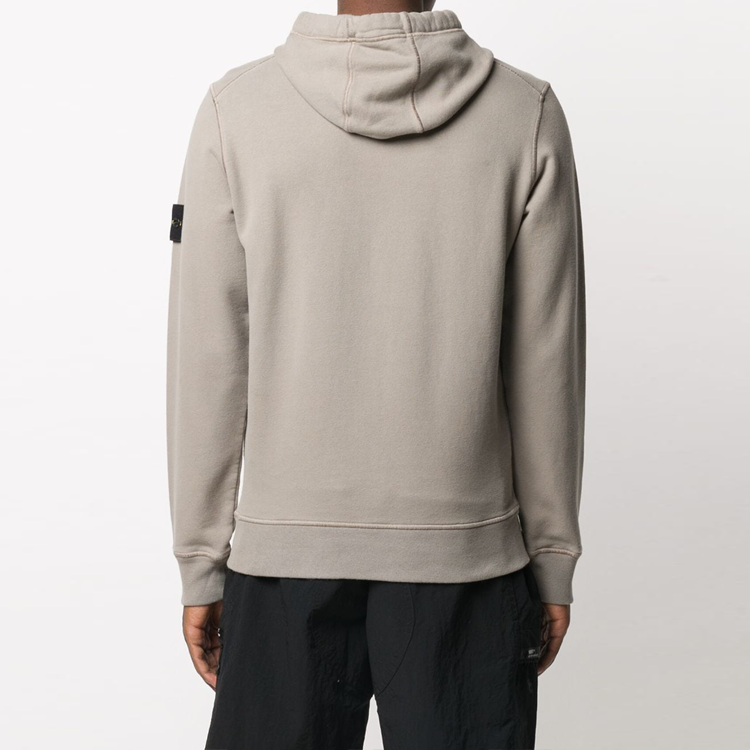 Shop STONE ISLAND Patch Logo Hoodie Kelabu Pakaian Lelaki MO731564120-V0068