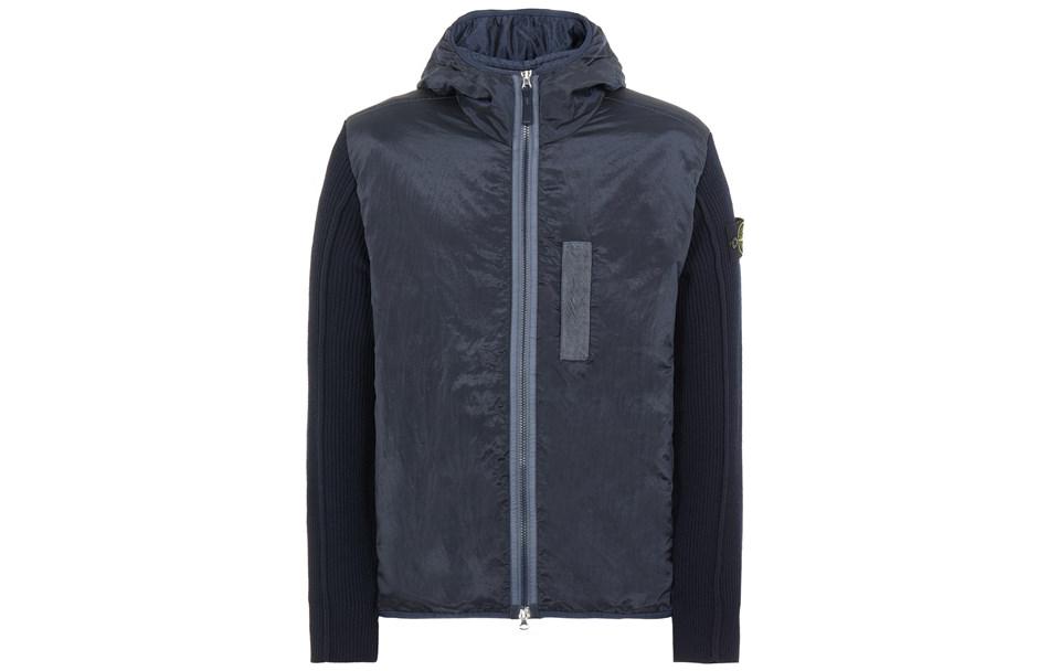 Stone Island Patch Logo Knit Paneled Hooded Jacket Men 771542730-V0020