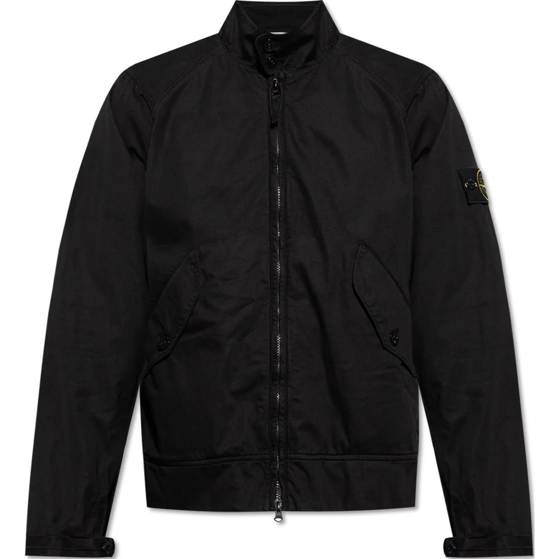 Stone Island Patch Logo Zip-Up Jacket Black Long Sleeve Outerwear 8015437340-V0029