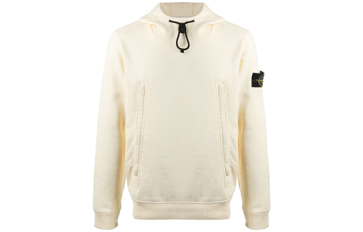 Stone Island Patch Pullover Drawstring Hoodie Men’s Light Yellow 731560640-V0035