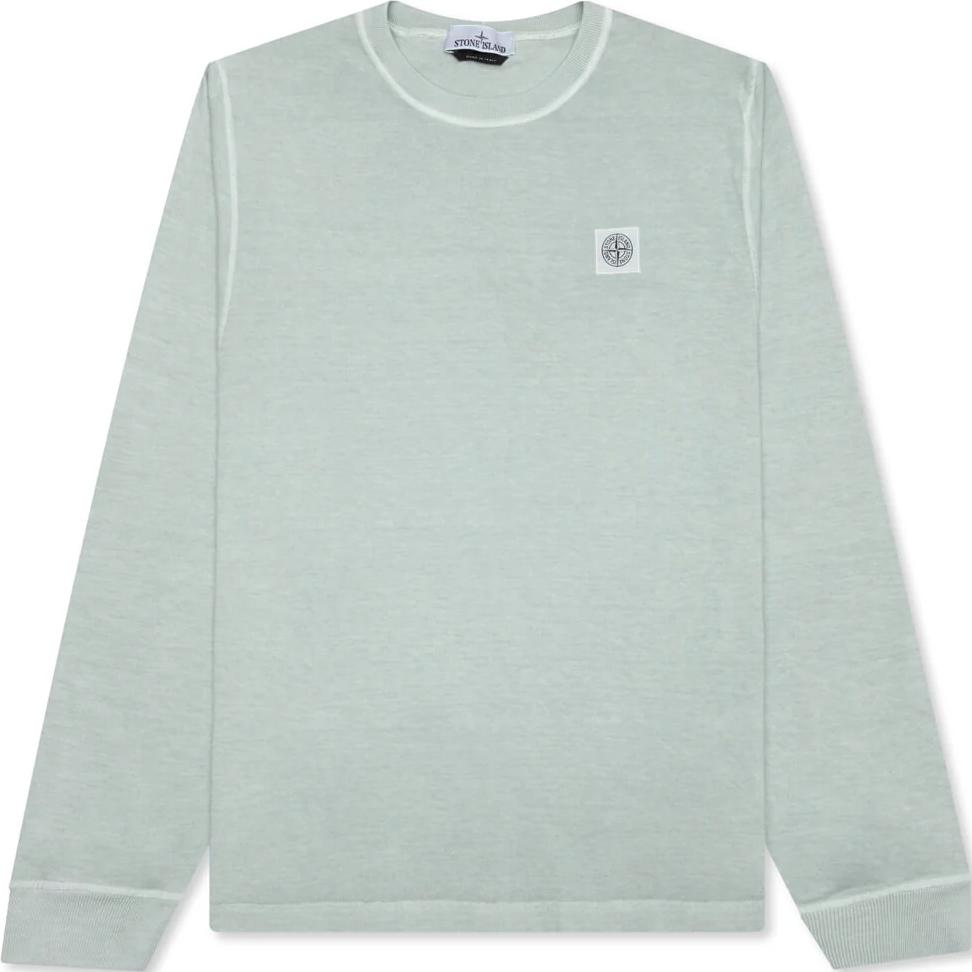 Stone Island Pearl Gray Crewneck Sweatshirt with Logo Patch Long Sleeve 771521842-V0161