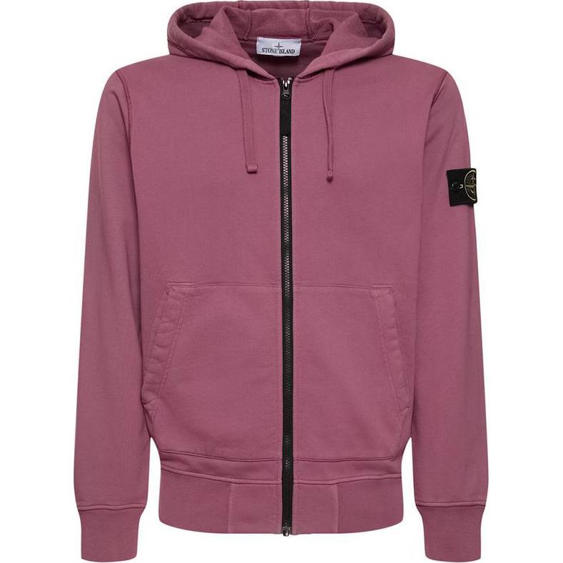 Stone Island Pink Hoodie with Logo and Full-Zip Front 811564251-V0086