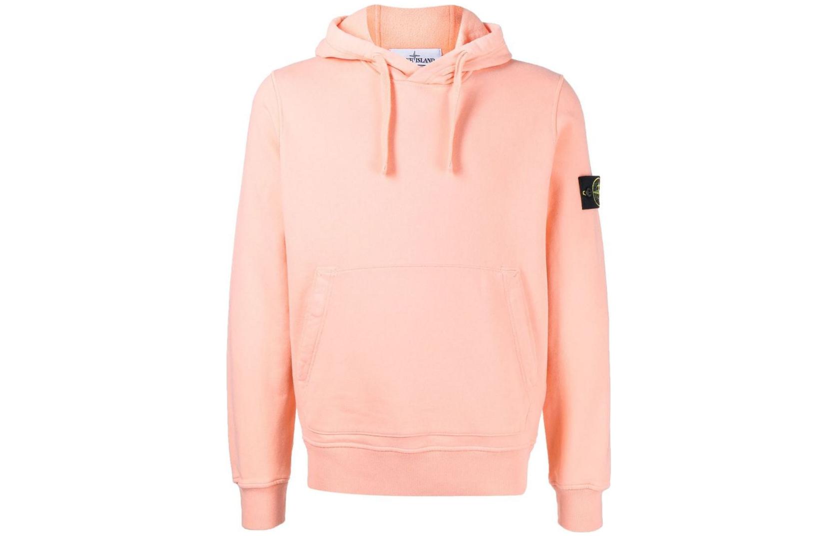 Stone Island Pink Logo Patch Printed Hoodie 771564120-V0083