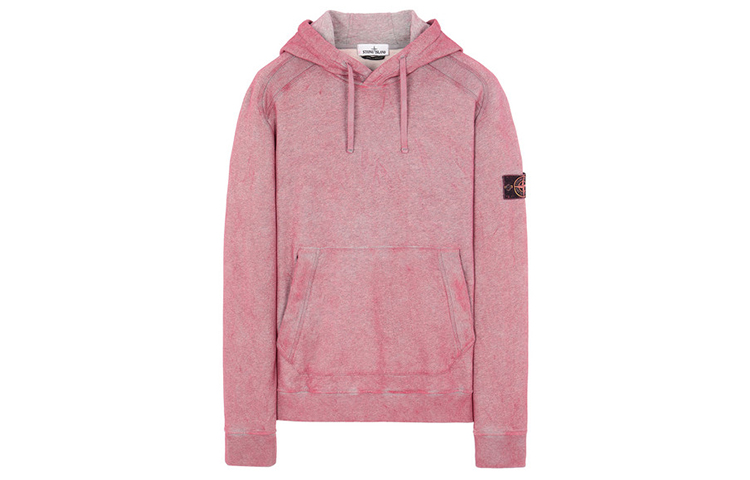 Stone Island Pink Pullover Hoodie with Logo Patch for Men 731562090-V1M87