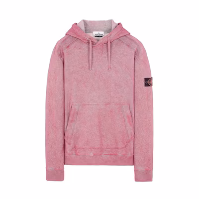 Stone Island Pink Pullover Hoodie with Logo Patch for Men 731562090-V1M87