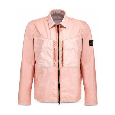 Stone Island Pink Solid Color Zip-Up Collared Jacket for Men 741510523-V0086