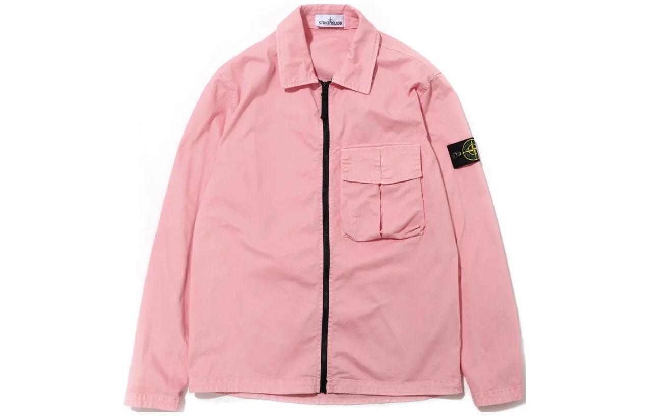 Stone Island Pink Zip-Up Collared Long-Sleeve Jacket 781510304-V0180