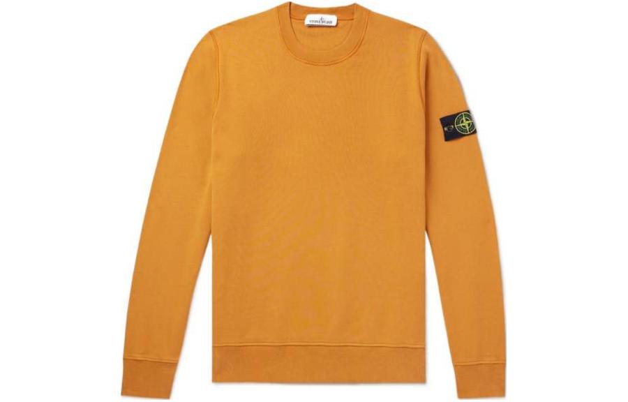 Stone Island Plain Crewneck Long-Sleeve Yellow Sweatshirt for Men 791563051V0013
