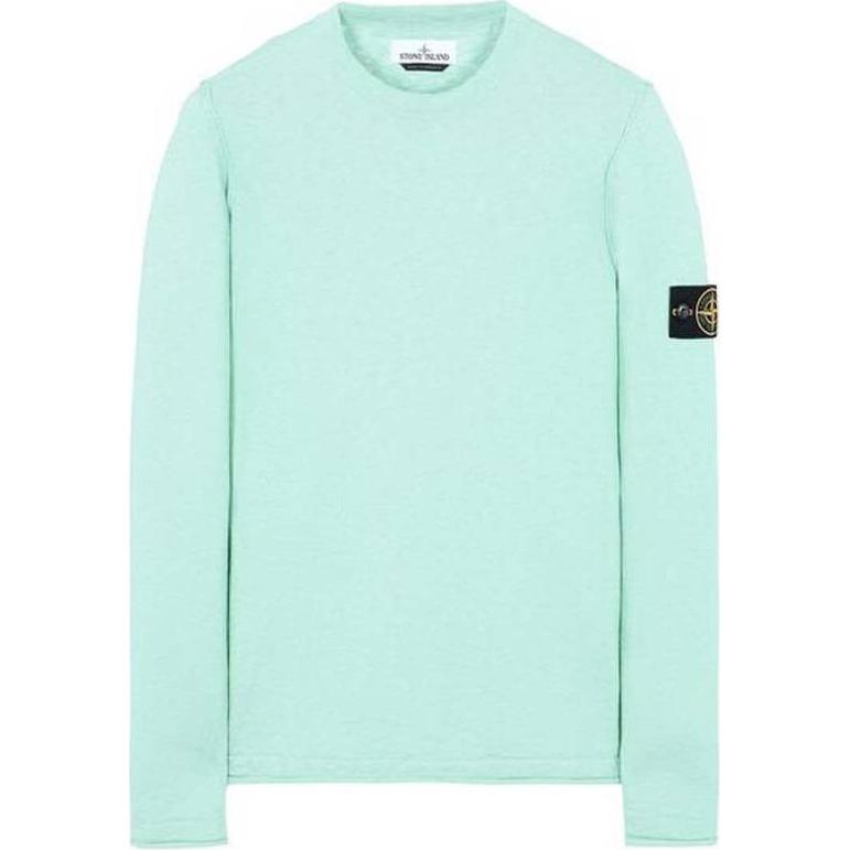 Stone Island Plain Logo Patch Crewneck Sweatshirt Light Green 7415502B0-V0044