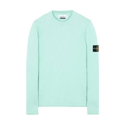 Stone Island Plain Logo Patch Crewneck Sweatshirt Light Green 7415502B0-V0044