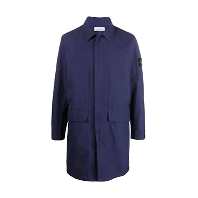 Stone Island Plain Logo Patch Hidden Placket Long Sleeve Jacket - 761570333-V0027
