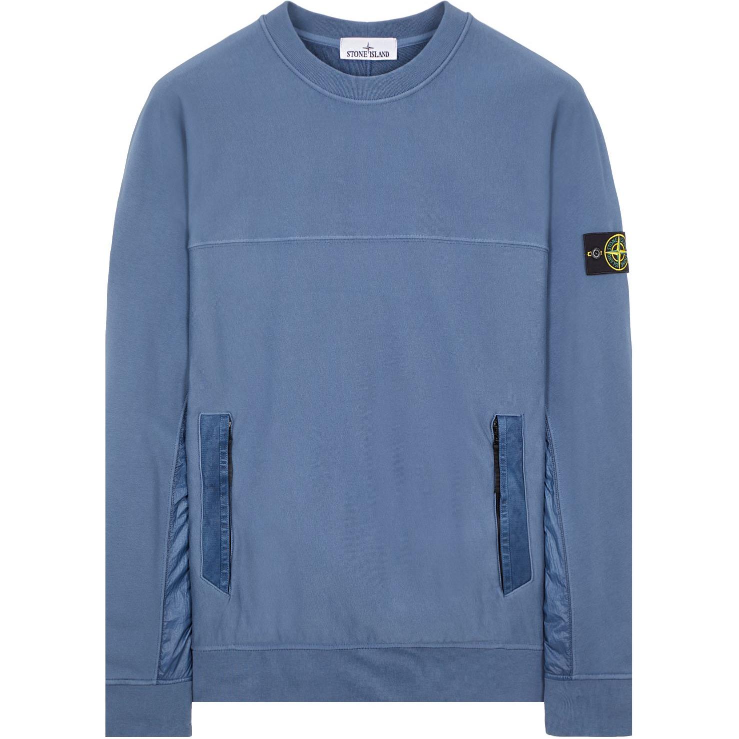 Stone Island Plain Pullover Crewneck Sweatshirt Blue 801560154-V0024