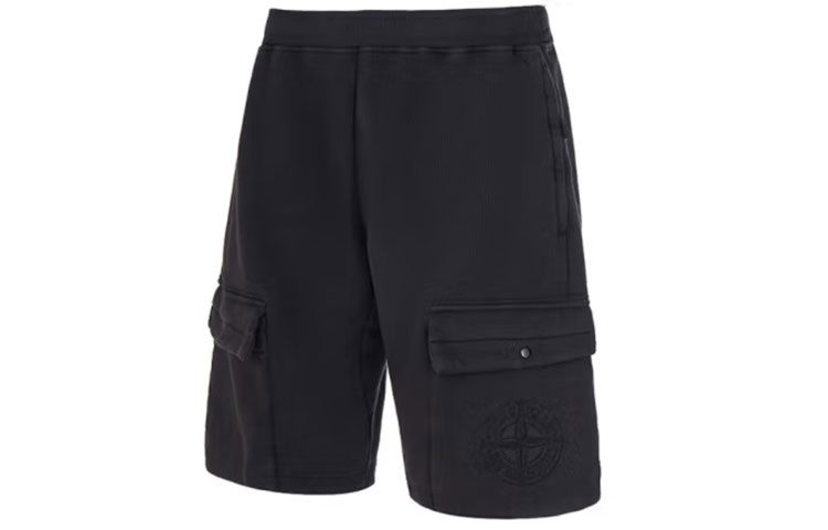 STONE ISLAND Pocket Logo Embroidered Casual Shorts  Black. 761564453-V0029 圖 4