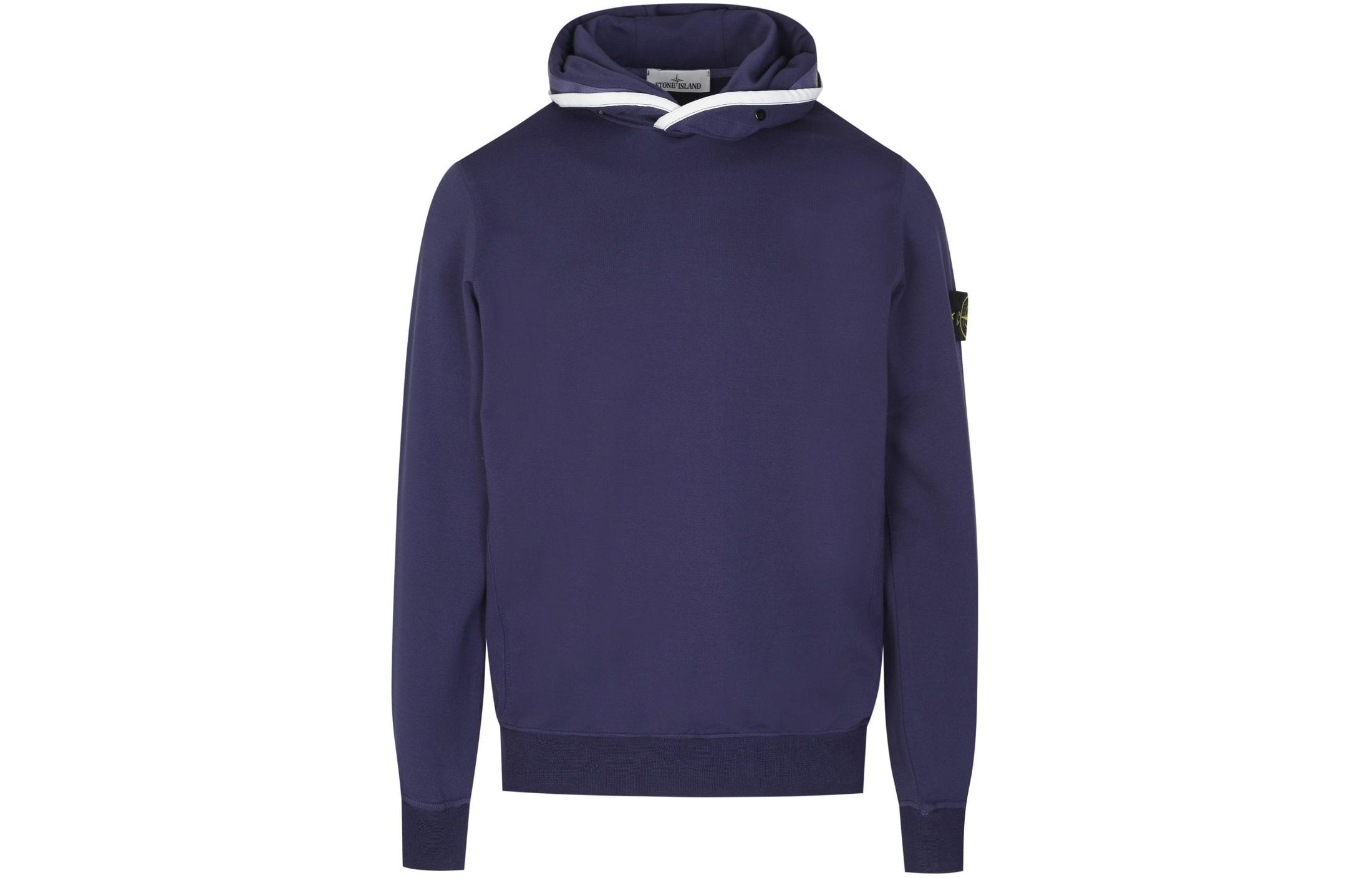 Stone Island Pullover Hoodie Blue - Solid Color Long Sleeve 761562852-V0027