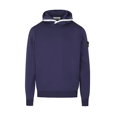 Stone Island Pullover Hoodie Blue - Solid Color Long Sleeve 761562852-V0027