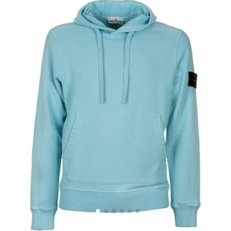 Stone Island Pullover Hoodie Men’s Plain Light Blue Long Sleeve Sweatshirt 731564120-V0044 圖 2