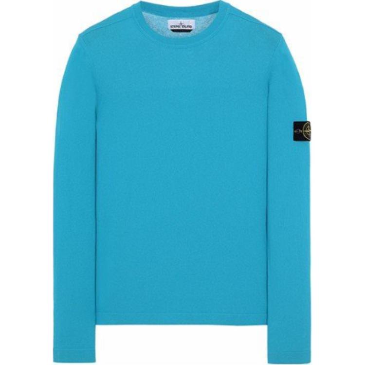 Stone Island Pure Color Crewneck Pullover Sweatshirt Sky Blue 7415532B9-V0042