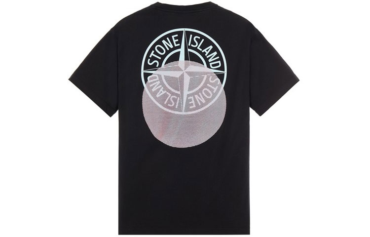 Stone Island Pure Logo Print Black Crewneck Short Sleeve T-Shirt Men 76152NS94-V0029
