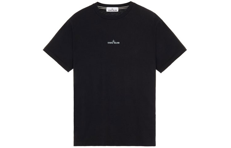 Lookbook Stone Island Pure Logo Print Black Crewneck Short Sleeve T-Shirt Men 76152NS94-V0029