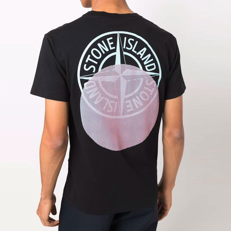 Shop Stone Island Pure Logo Print Black Crewneck Short Sleeve T-Shirt Men 76152NS94-V0029
