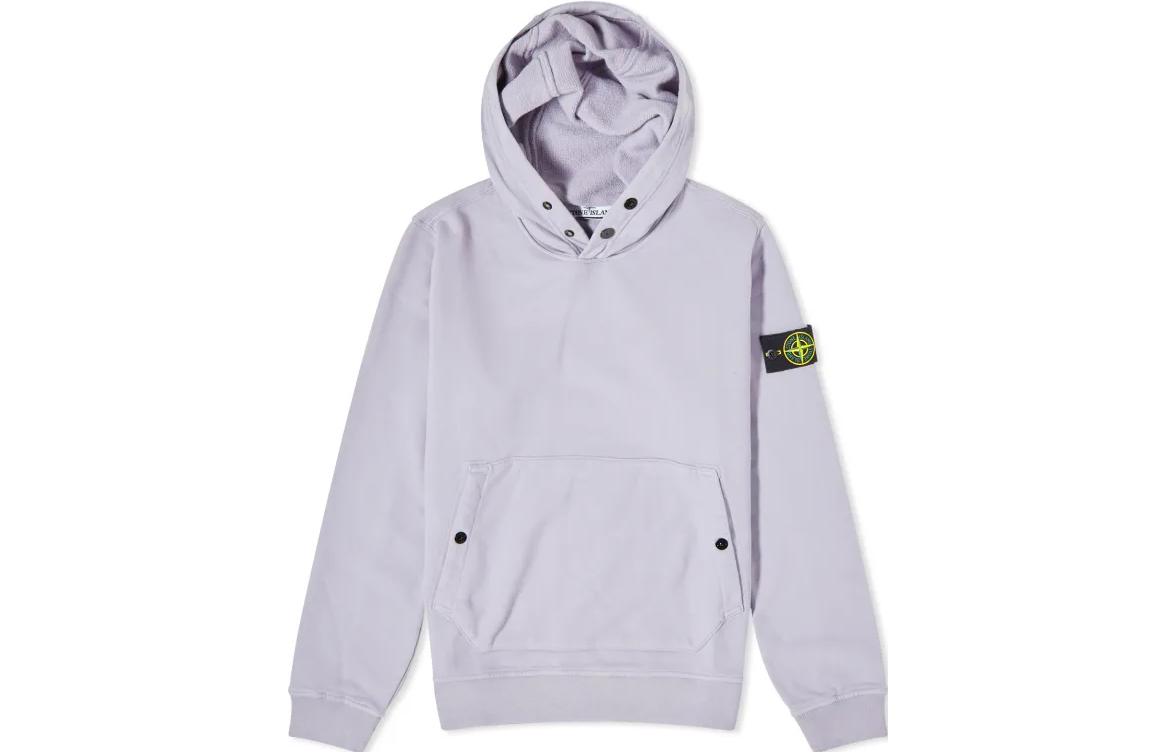 Stone Island Purple Fleece Hoodie Pullover with Solid Color Design 791561720-V0047