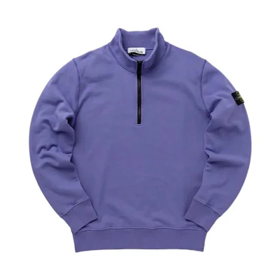 Stone Island Purple Half-Zip Stand Collar Sweatshirt with Logo 801561951-V0047
