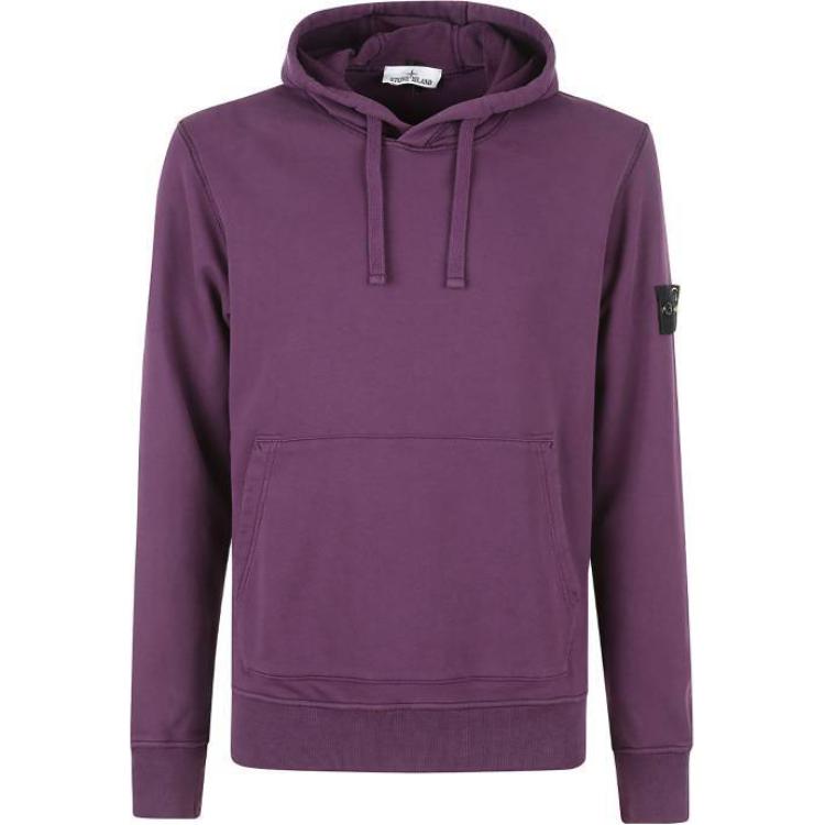 Stone Island Purple Hoodie with Solid Color and Logo Design 811564151-V0011
