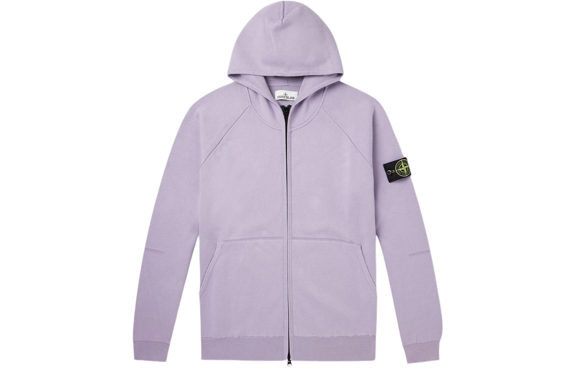 Stone Island Purple Hoodie with Zipper and Logo - Long Sleeve 7915563A6-V0047