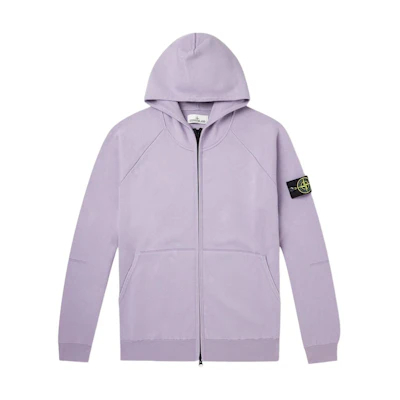 Stone Island Purple Hoodie with Zipper and Logo - Long Sleeve 7915563A6-V0047