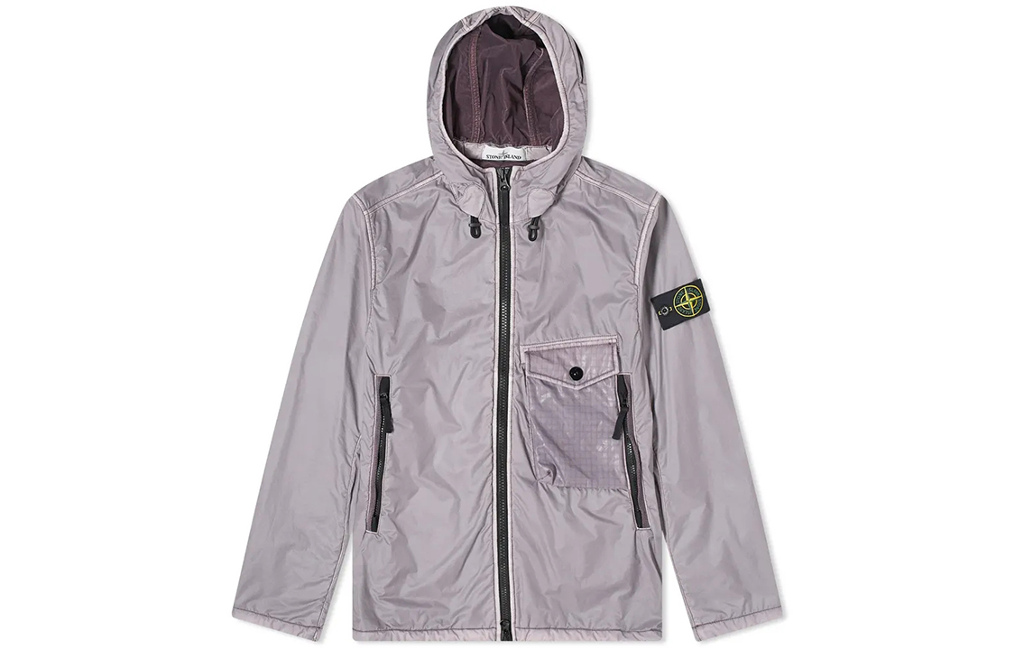 Stone Island Purple Logo Hooded Zip Jacket 731543035-V0045