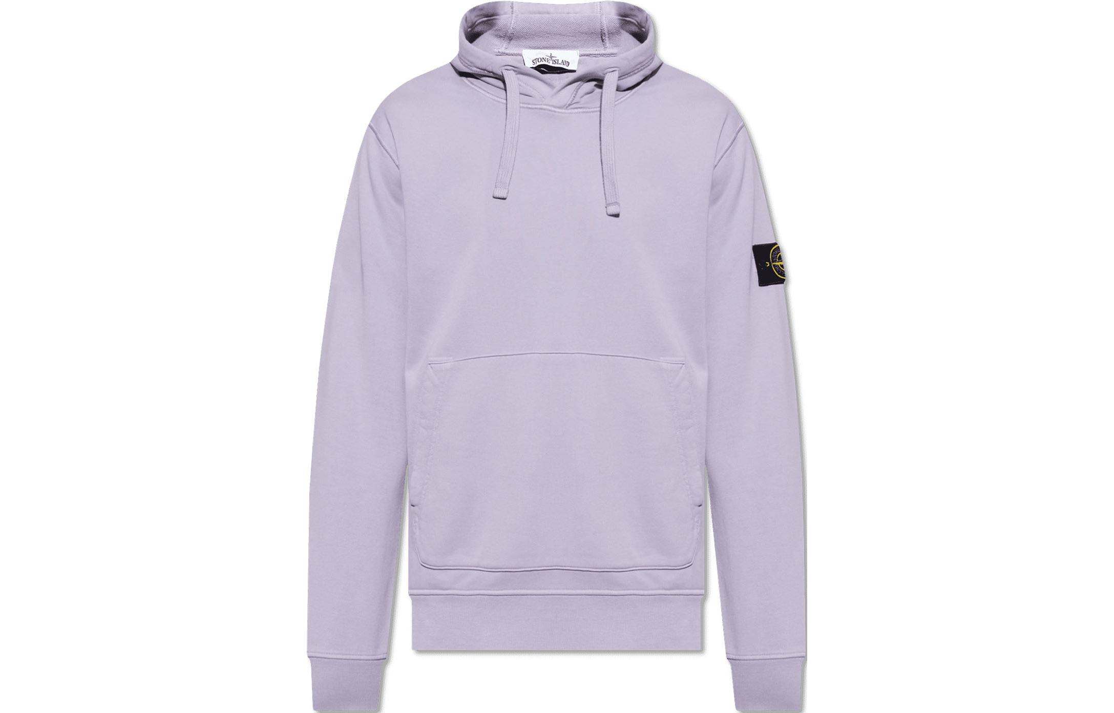 Stone Island Purple Loose Fit Hoodie with Badge Logo 801564251-V0047
