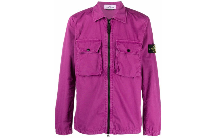 Stone Island Purple Shirt Jacket with Badge Pocket 7515113WN-V0145