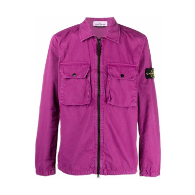 Stone Island Purple Shirt Jacket with Badge Pocket 7515113WN-V0145