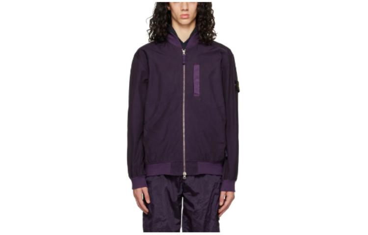 Stone Island Purple Zip-Up Logo Print Long-Sleeve Jacket 781542629-V0026